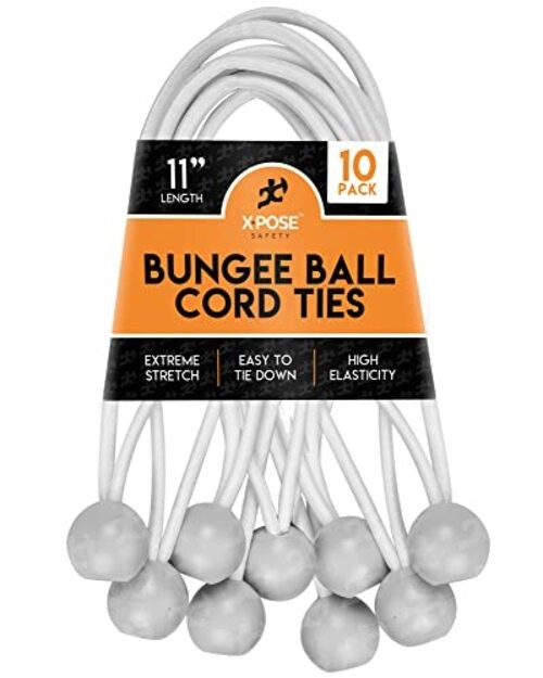 Bungee Ball Cords Pack Heavy Duty Stretch Rope with Ball Ties for 11″ 10 White