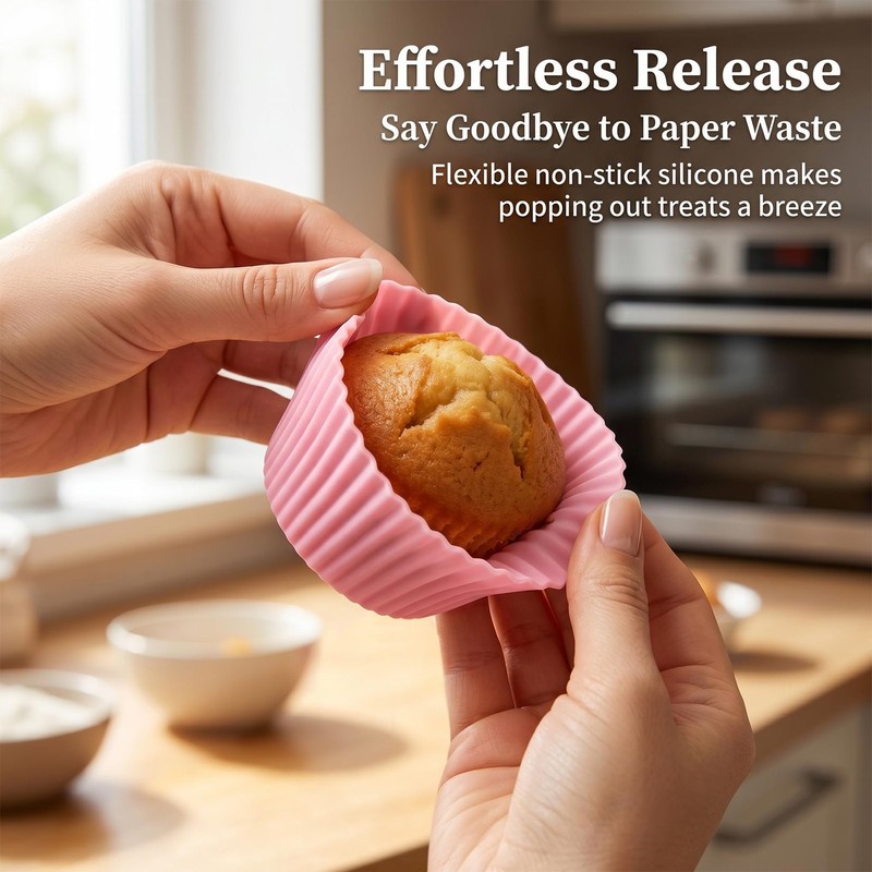 36 PCS Silicone Cupcake Baking Cups - Reusable Non-stick Muffin Liners,Silico... gallery