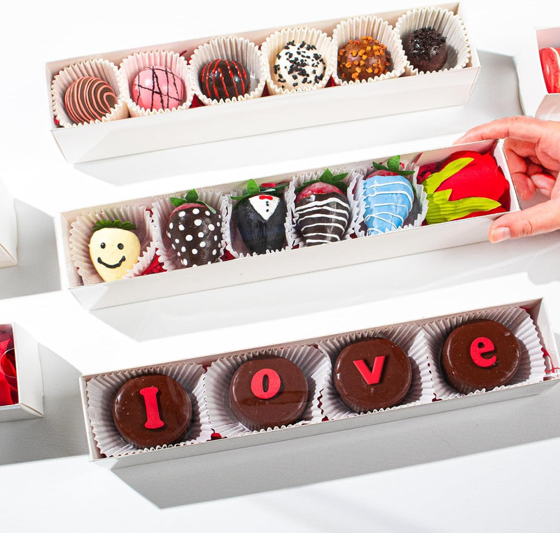 50 Pack 12X2X2 Inch Chocolate Covered Strawberry Boxes with Clear Window Packing gallery