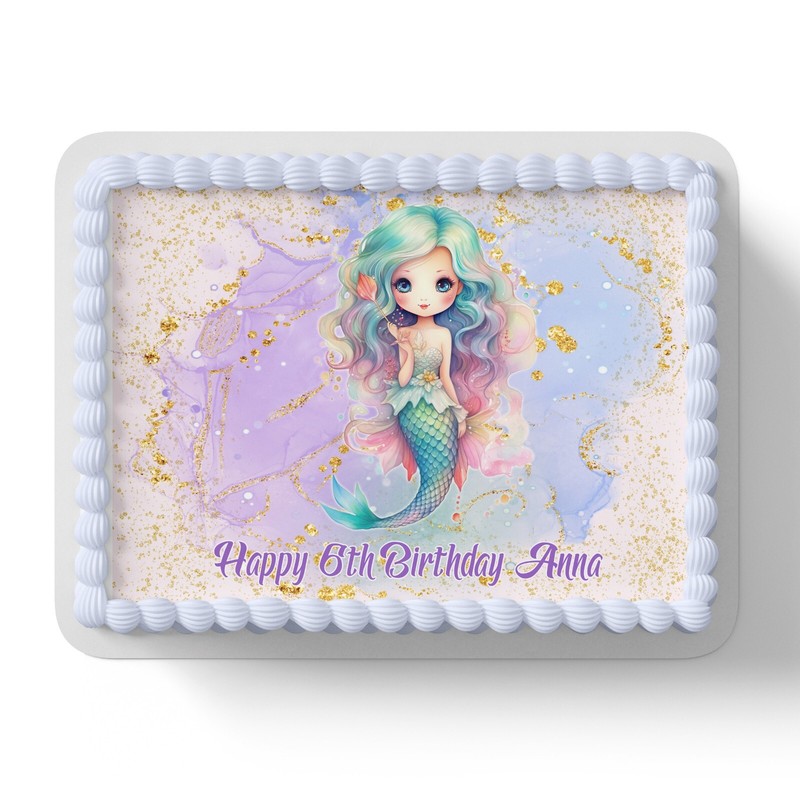 Mermaid Under The Sea Personalised Edible Icing Cake Topper