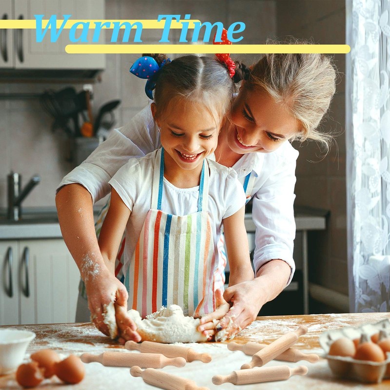 15 PCS 7 Inch Wooden Mini Rolling Pin Kitchen Baking Small Kids Dough Roller gallery