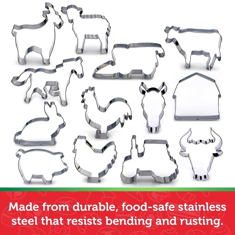 Farm Animal Cookie Cutter Set, 13 Piece Set, Premium Food Grade Stainless Ste... gallery