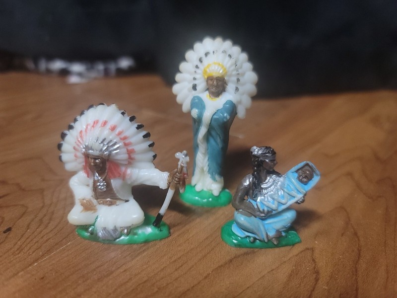 Vintage Hong Kong Cake Topper: Native American Indians Set Of 3