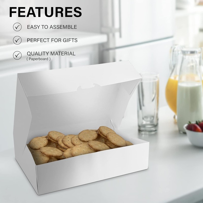 MT Products White Donut Boxes - 14" x 10" x 3.5" White Bakery Box - Pack of 125 gallery
