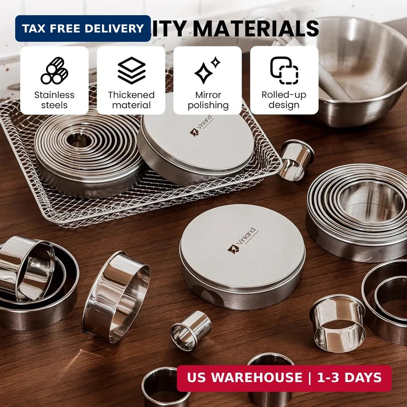 12 Pcs 304 Stainless Steel Biscuit Cutter Set - Round Cookie Cutters for Baking gallery