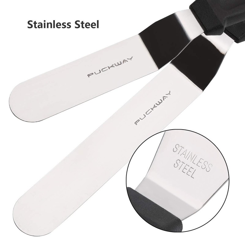 Angled Icing Spatula Stainless Steel Offset Spatula Cake Spatula Set of 2 Blac gallery