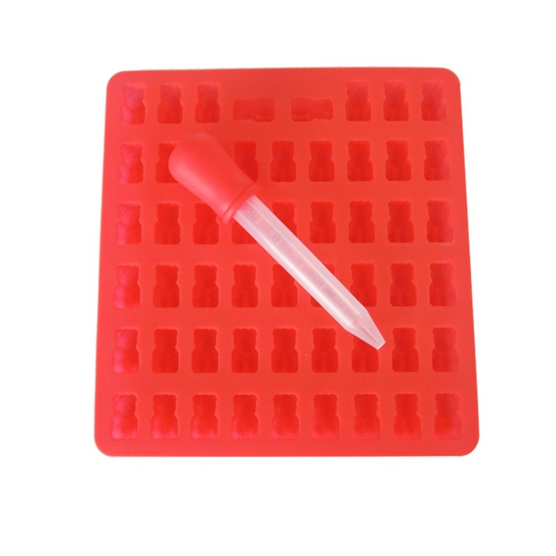 4 Sets Chocolate Mold Bear Silicone 53 Cavities Gummy Candy Tray with Dropper gallery