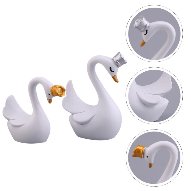 2PCS Swan Cake Topper Birthday Cake Topper Crown Swan Cake Decor Desktop Decor gallery