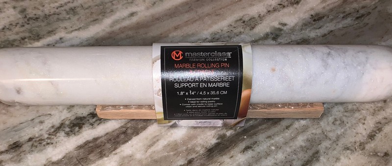 Masterclass White & Gray Marble Rolling Pin & Cradle 14” Premium Collection NEW gallery