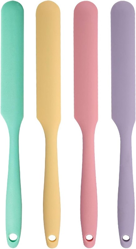 4 Pcs Silicone Jar Spatula Set – Long Handle Sourdough Scraper, Skinny