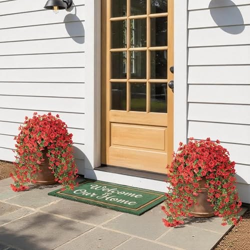 Bundles Artificial Hanging Morning Glory Flowers for Outdoor, Realistic 4 Red gallery