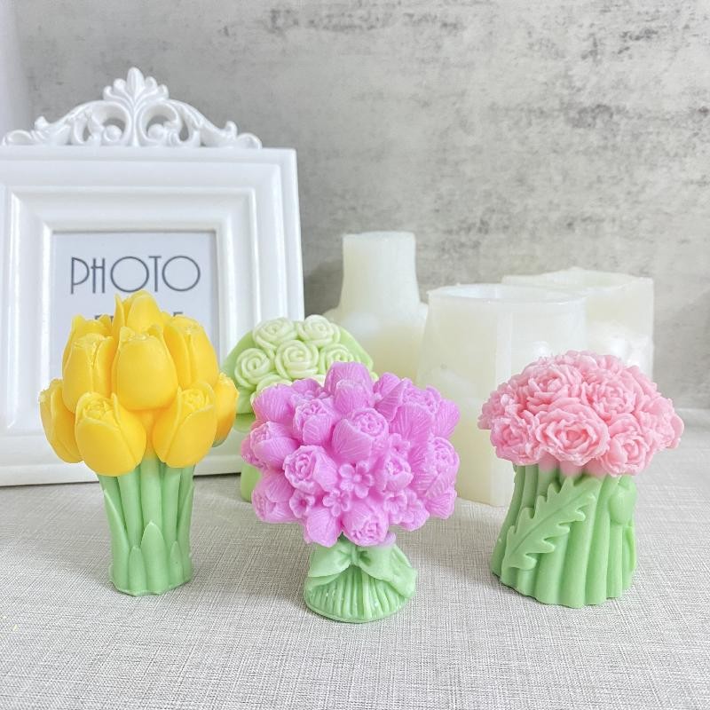 Tulip Bouquet Silicone Mold DIY Flowers Aroma Candle Molds Candle Making Supply gallery