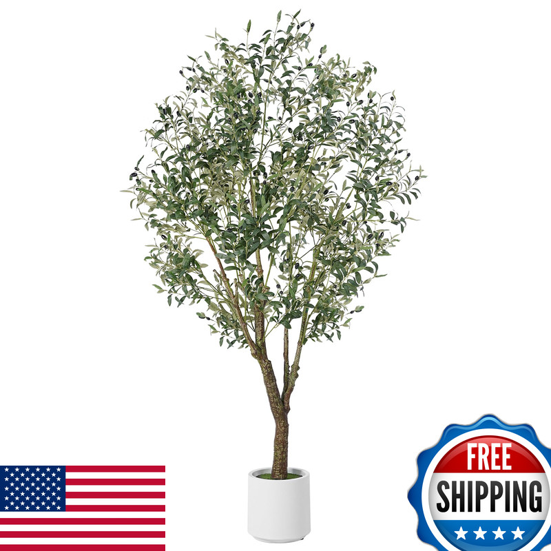 Jocoevol Artificial Olive Tree 7Ft Indoor Fake Silk Plant Realistic Trunk