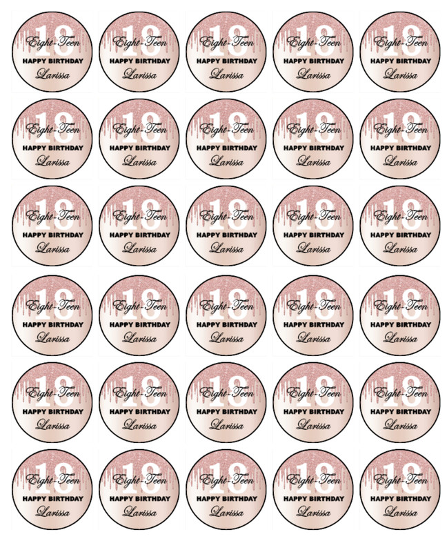 18th Birthday Edible Wafer Cake & Cupcake Toppers – Pink Birthday Decorations gallery
