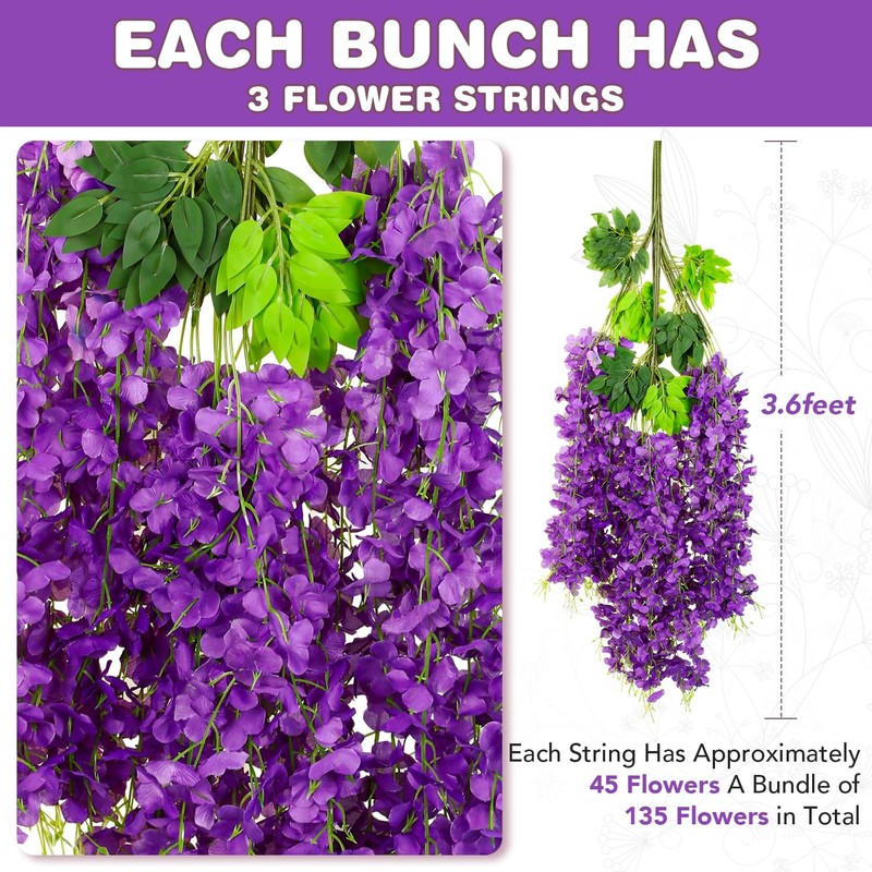 Alotiki Wisteria Hanging Flowers Fake Garland Home Wedding Arch Floral Party Gar gallery