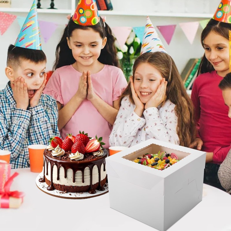 30Pcs Cake Boxes, 10x10x8 Inch Tall Bakery Boxes with Windows, Disposable Cak... gallery