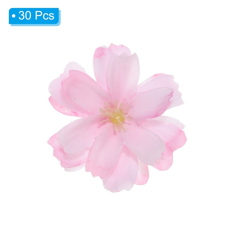 30Pcs 1.77" Artificial Silk Plum Blossom Flower Heads Fake Flowers Pink gallery