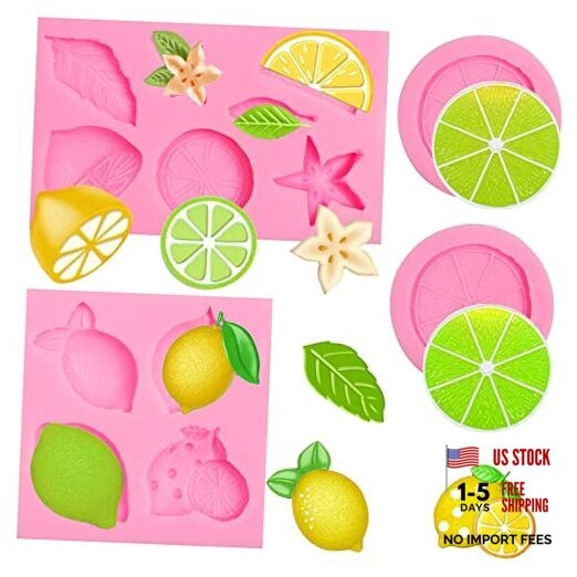 Lemon Fondant Silicone Molds, Lemon Piece Leaf Lemon Silicone Molds(XL165)