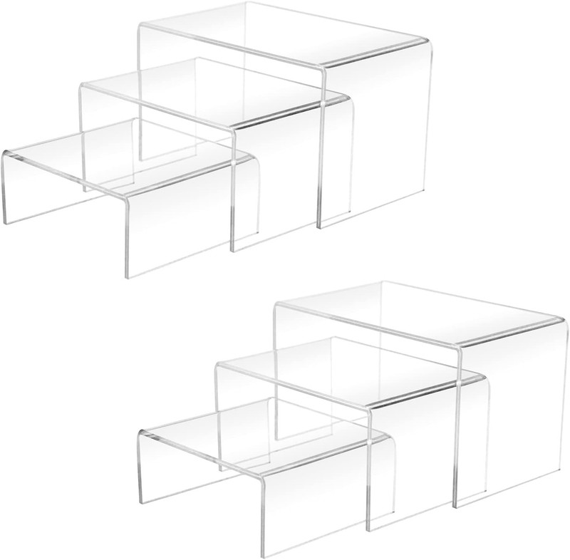 Cerpourt 2 Sets Acrylic Display Risers 3 4 5 Inch Clear Stand