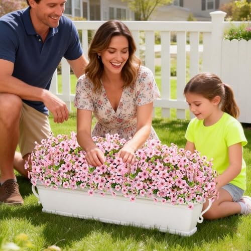 Artificial Flowers for Outdoors, 18 Bundles Artificial Plants & 18 Pack Pink gallery