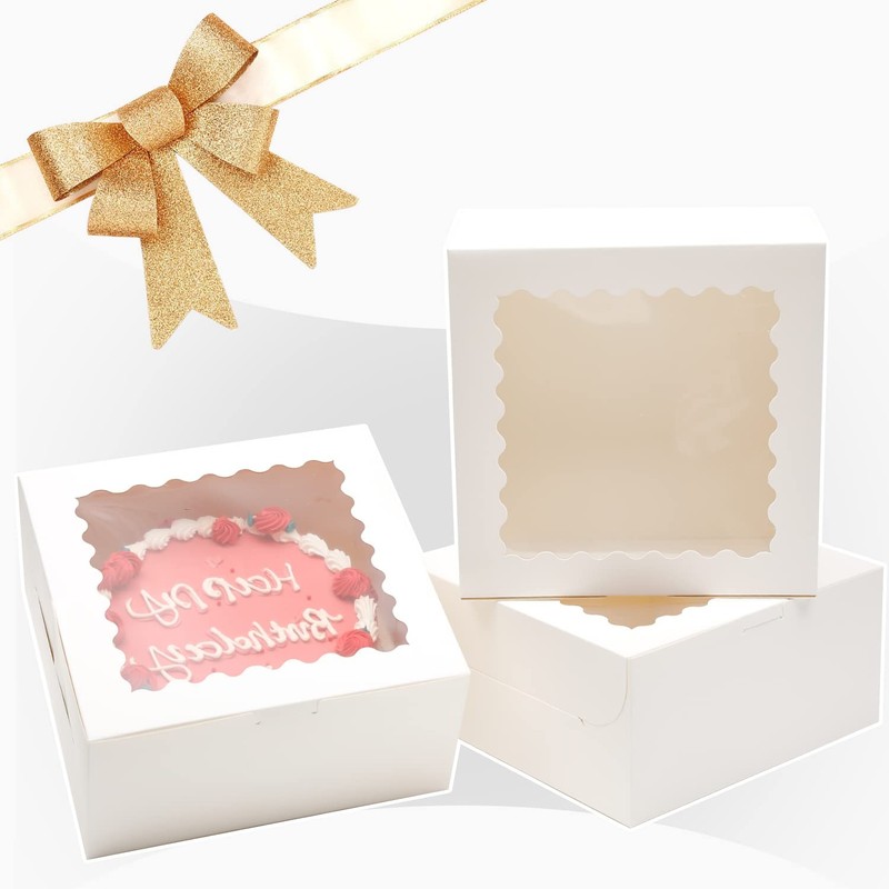 36pcs 6x6x5 Inches with Window 18-Packs White 6 Inch Bakery Boxes (18 Cake Bo... gallery