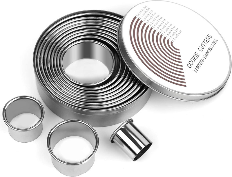 12 Pcs Donut Hole Cookie Biscuit Cutter Set for Baking, Graduated Doughnut round