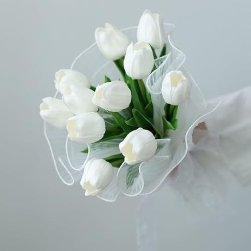30pcs Real Touch Tulips PU Artificial Flowers - Fake Tulips for White gallery