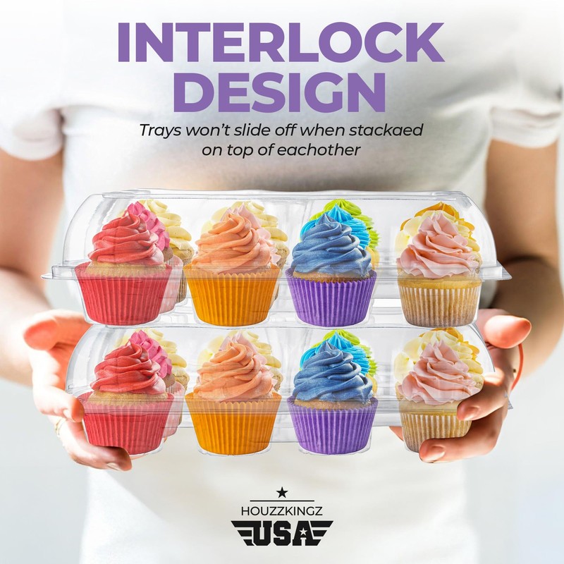 Plastic Cupcake Containers Boxes | 12 Compartment – 12 Pack | Disposable High... gallery