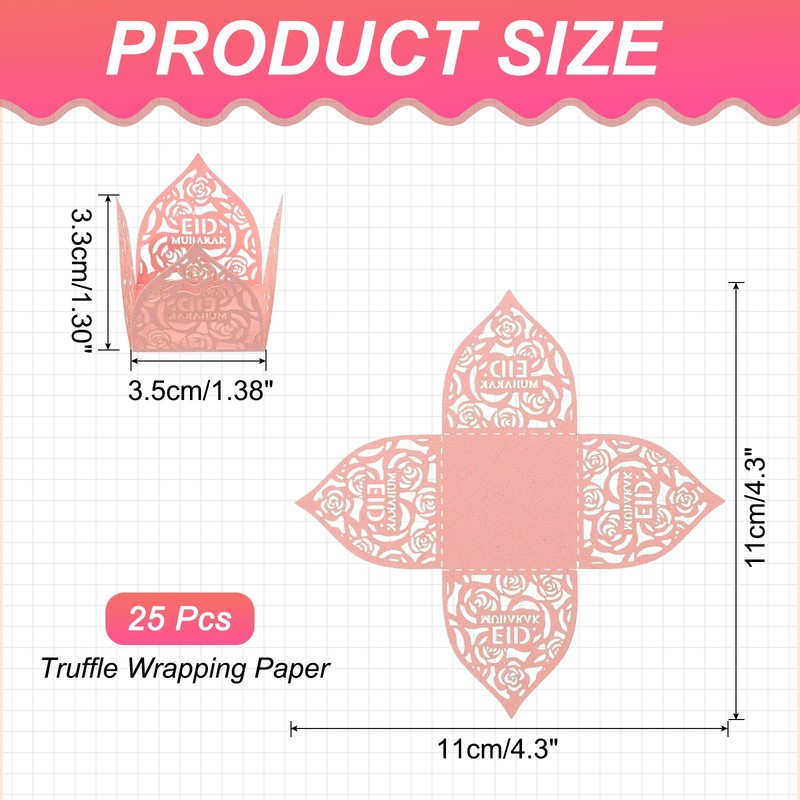 25Pcs Truffle Wrapper 4.3 Inch Square Cupcake Liner Baking Paper Pink gallery