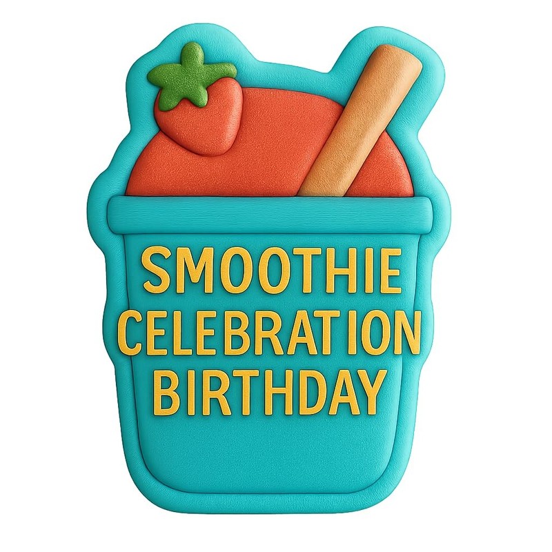 Smoothie Celebration Birthday Cookie Cutter & Stamp, Fondant & Clay - 4x3 gallery