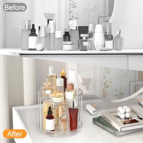 360 Rotating Makeup Organizer – 2 Tier Lazy Susan Turntable Organizer, Clear gallery