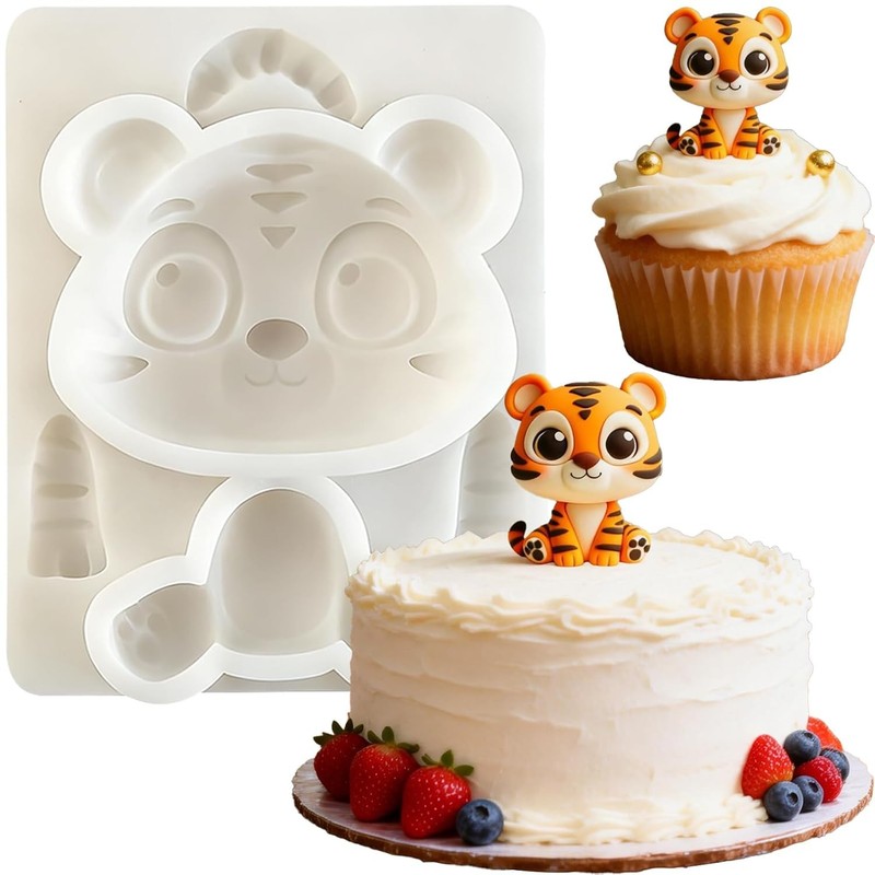 3D Silicone Tiger Cake Decorating Fondant Mold Cupcake Baking Tool Wild Animal