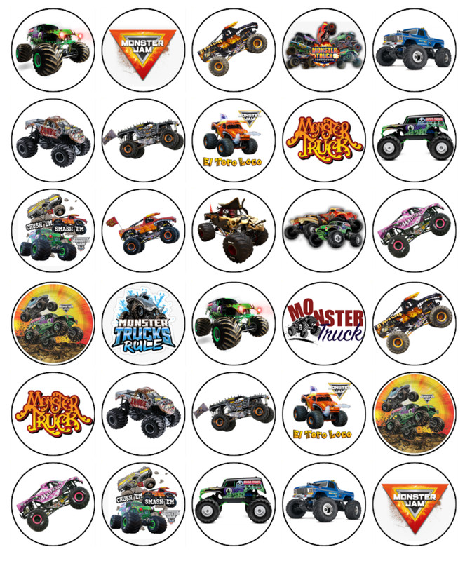 Monster Truck Edible Cake Topper Wafer Birthday Cake Decorations (2 Sizes)