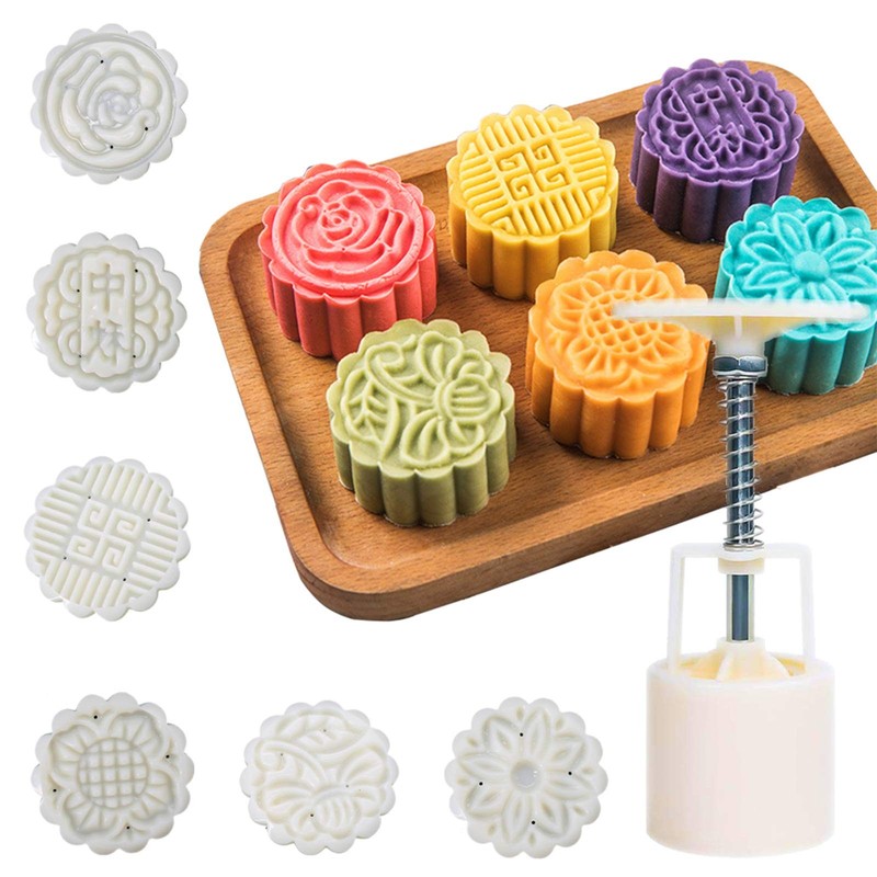 Moon Cake Mold 6 PCS, Mid Autumn Festival DIY Small, Classic Mode Patterns