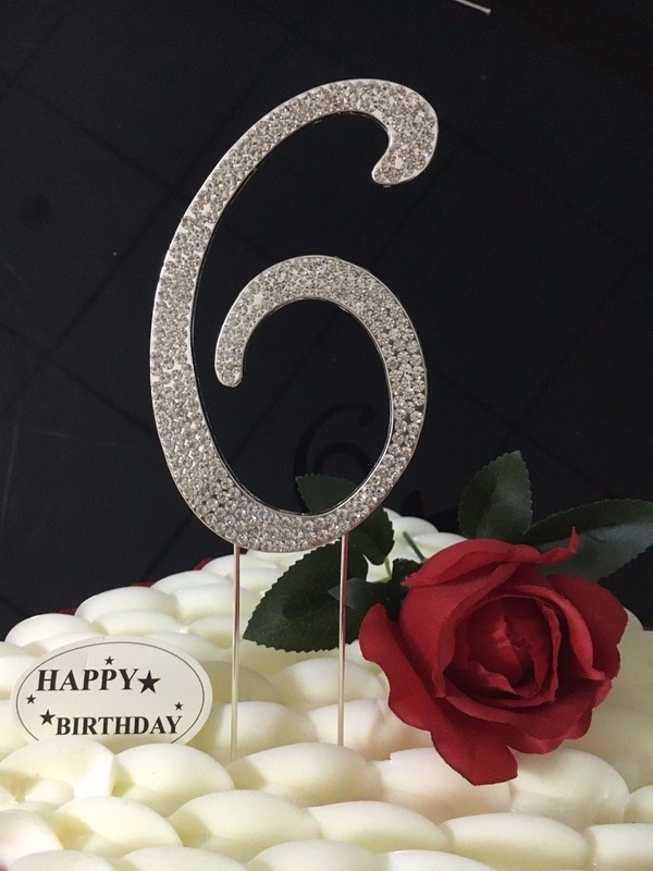 Diamante Rhinestone Cake Topper Gold & Silver Single Numbers 7cm & 12cm gallery