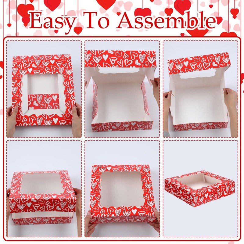 12 Pieces Valentine's Day Cookie Boxes Bakery Box with Window for Cake PVC He... gallery