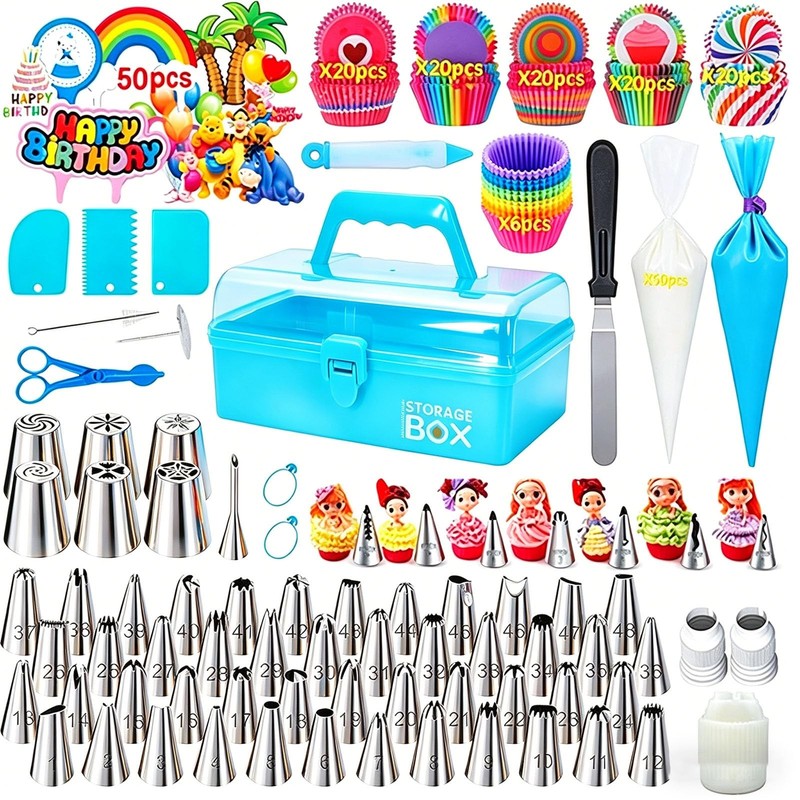Cake Decorating Kit with Storage Case, 284PCS Baking Accessories, Piping Bags…