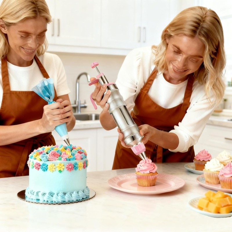 208 PCS Cake Decorating Kit,Baking Supplies with Dessert Decorating Syringe Set, gallery