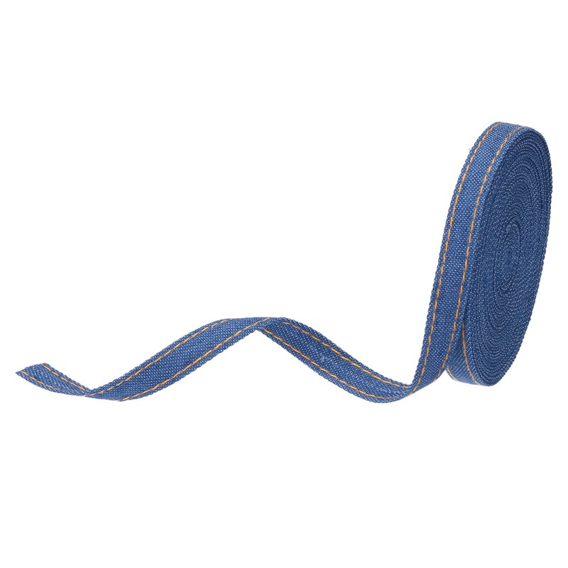 3/8 Inch Denim Fabric Ribbons, 5 Yards Denim Bow Jean Ribbon, Dark Blue 10mm
