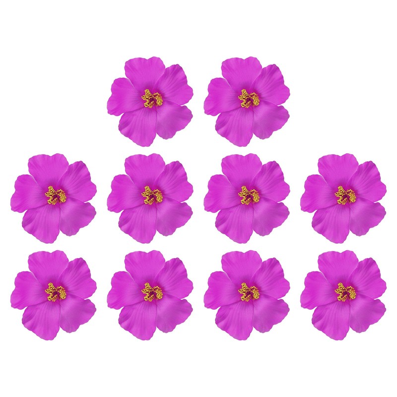 10Pcs Hawaiian Hibiscus Flowers Foam Artificial Flowers Hair Clip Purple
