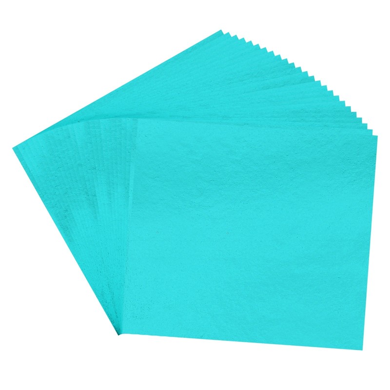 100Pcs 3.7″x3.4″ Gold Leaf Sheets Gold Foil Sheet Metallic Leaf Paper Light Blue