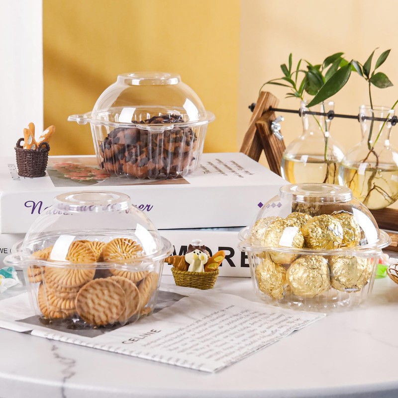 100 Pack Individual Cupcake Containers Plastic Cupcake Holders Deep Dome Muff... gallery