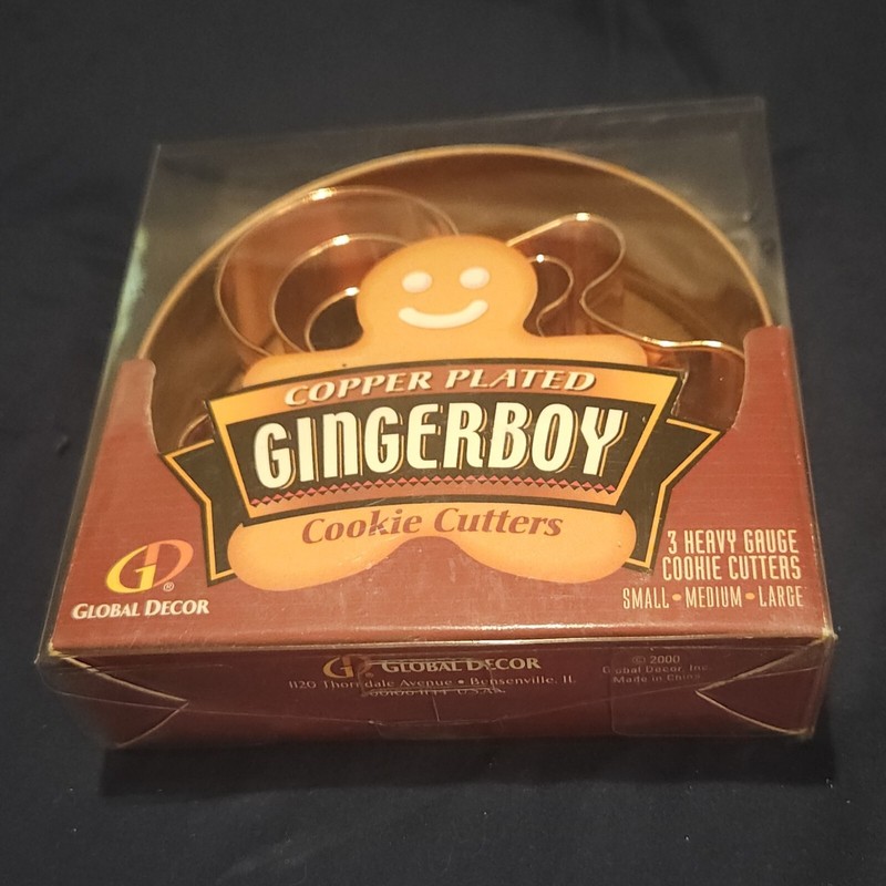 Global Decor Copper Plated Gingerboy Cookie Cutters with Storage Case – 3 Sizes