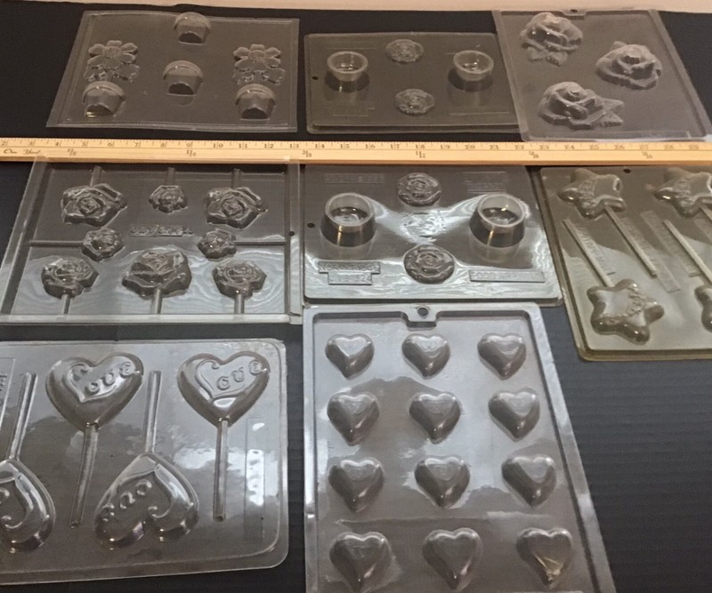 Candy, Suckers Sheet Molds, Lot Of 8, Love, Hearts, Candy Boxes with Tops