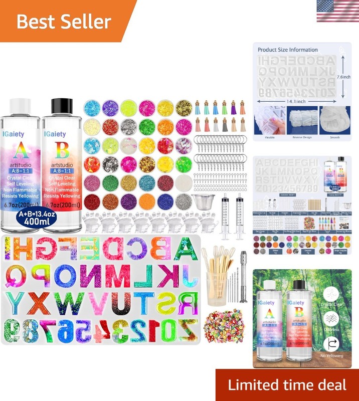 All-in-One Silicone Molds & Epoxy Kit: 206-Piece Crafting Set for Beginners