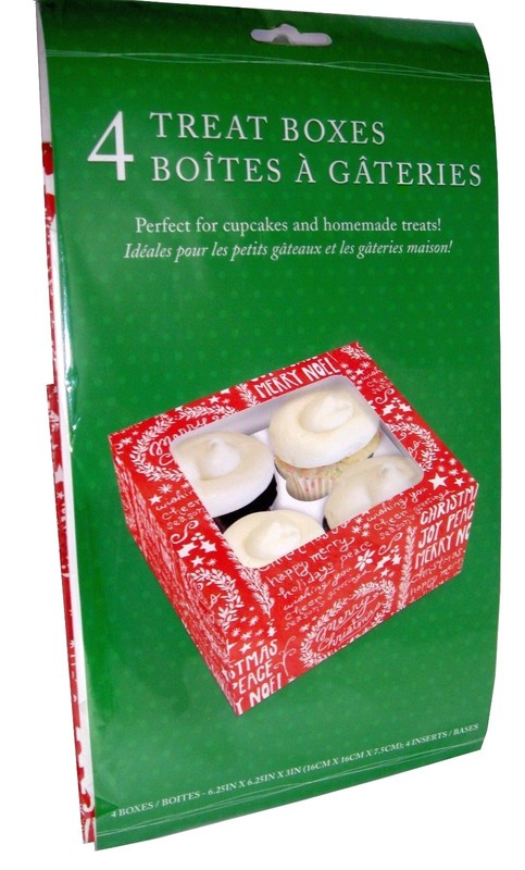 Molly & Rex 4 Christmas Treat Boxes & Inserts Merry Noel 6.25″ x 6.25″ x 3″