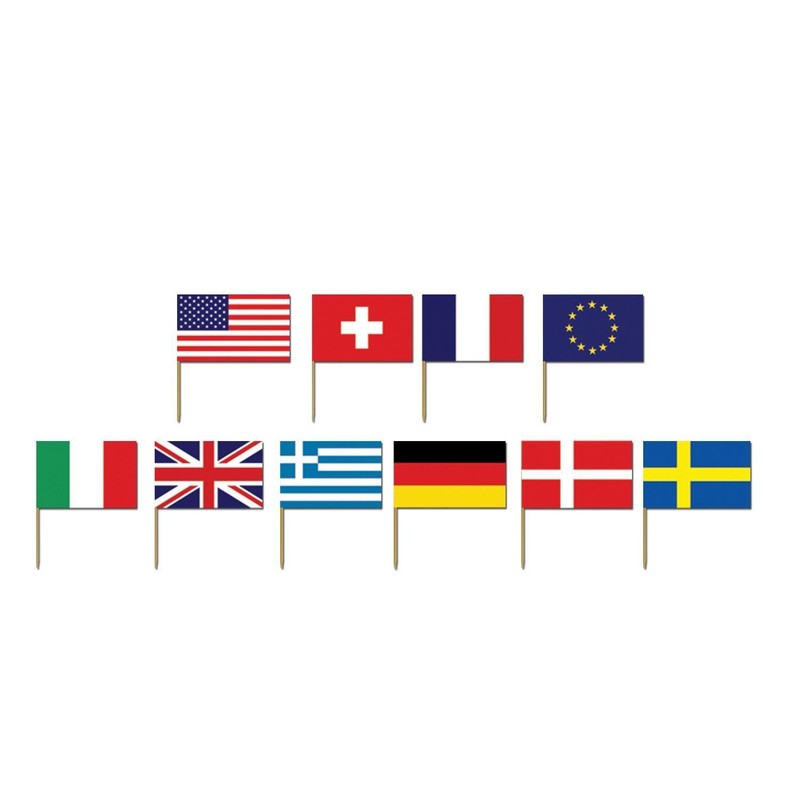 50 X International Flag Picks Party Food Catering Cupcake Sandwich Sticks