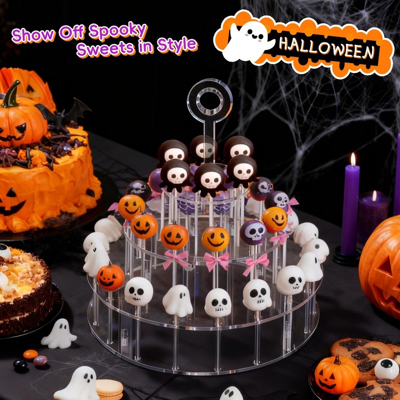 3 Tier Acrylic Lollipop Stand Clear Cake Pop Holder 36 Holes Display Rack gallery