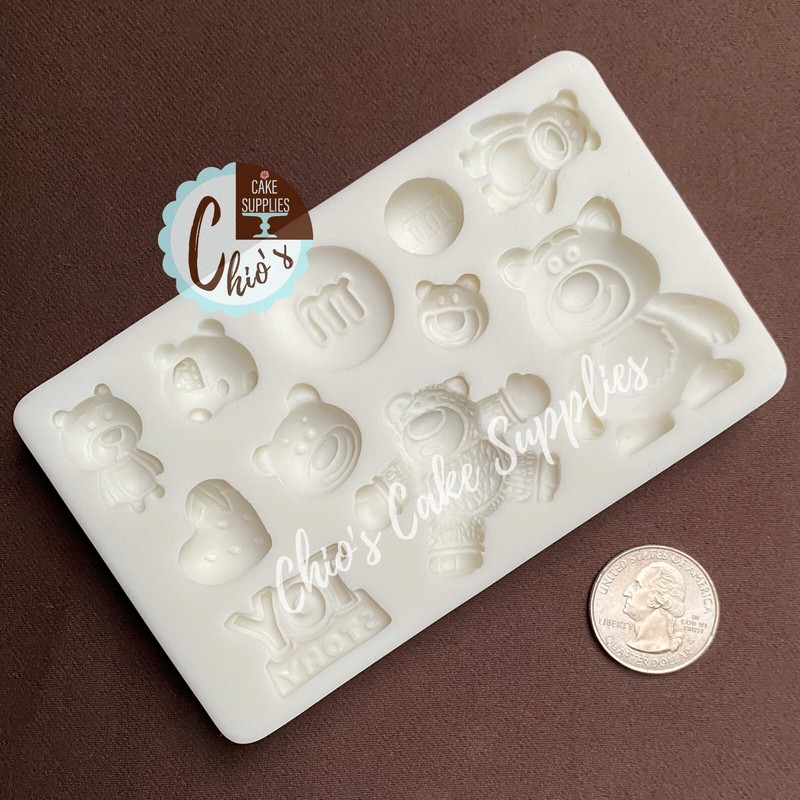 Huggin Teddy Bear Themed Silicone Mold, 11 different cavities gallery