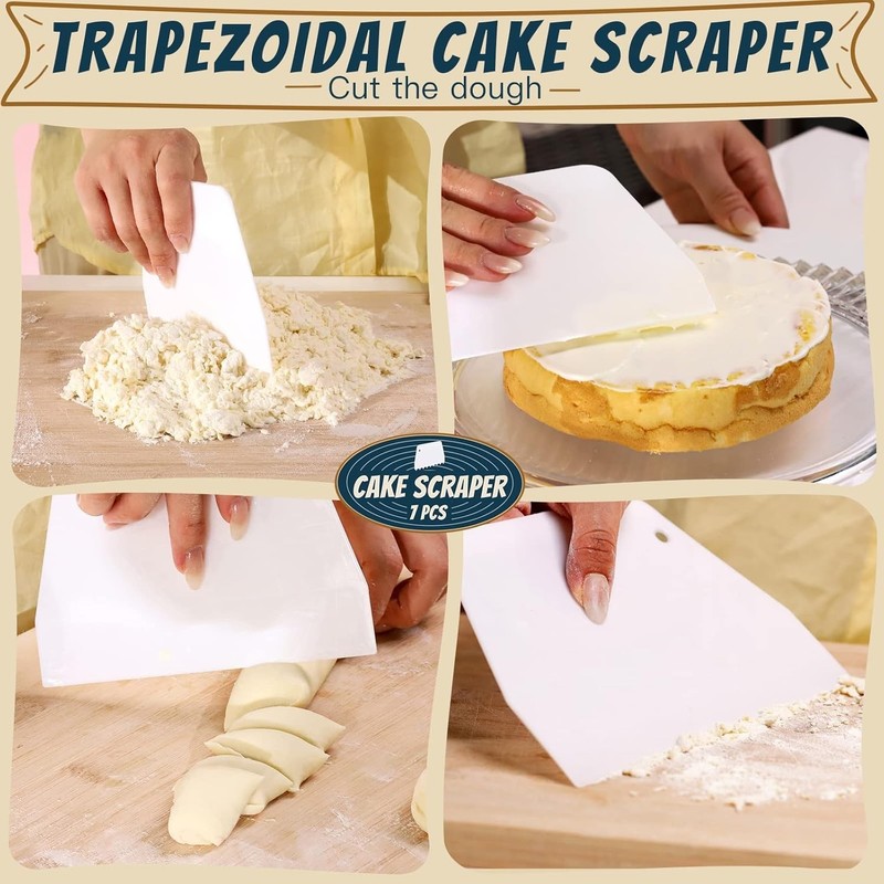 Cake Scraper Cake Smoother, 7 Pcs Dough Scraper Bowl Scraper Cake Cutter Cake Sp gallery